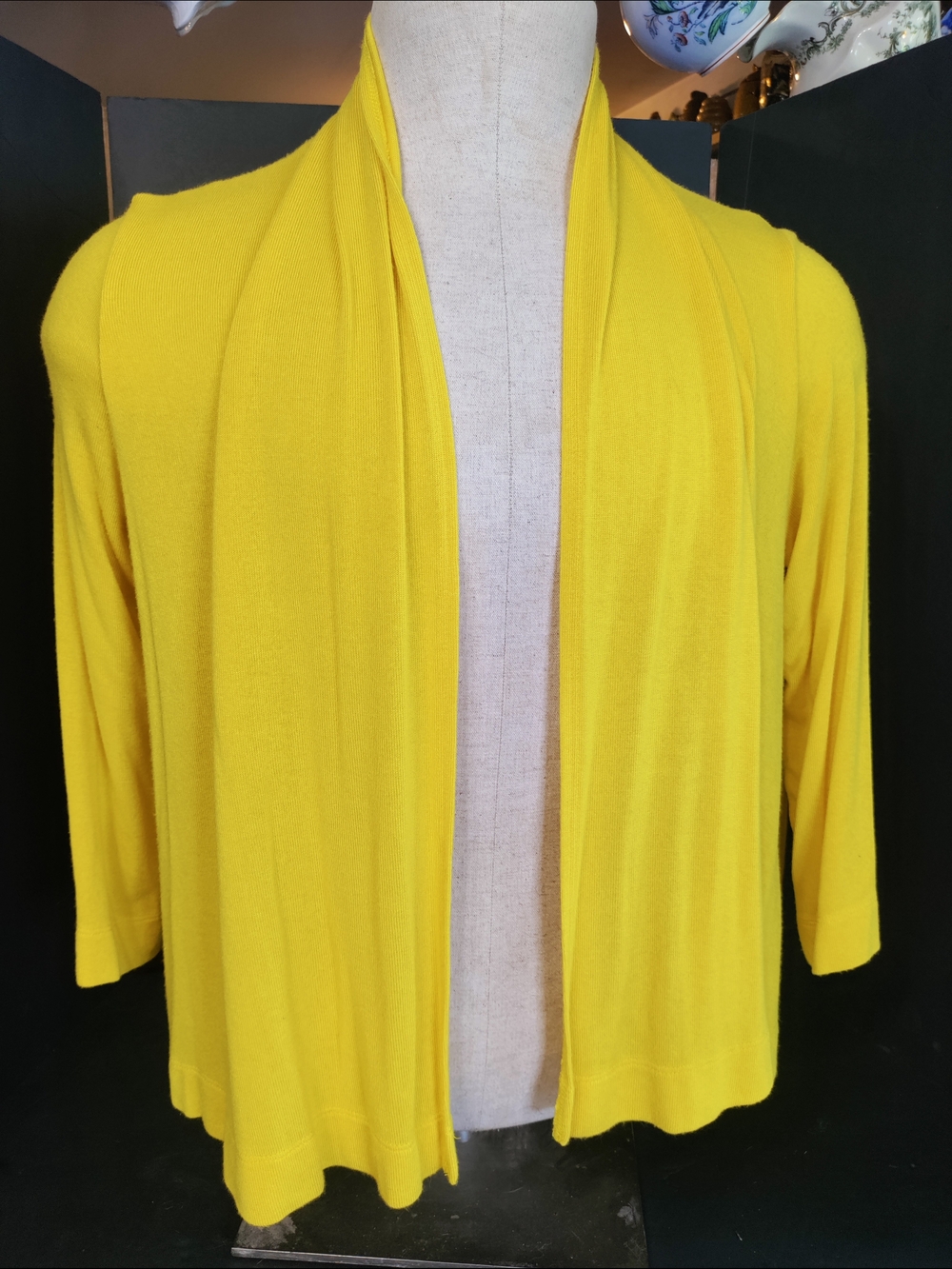 Nally & Millie Yellow Open-Front Draped Cardigan OS